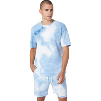Om Sai Latest Creation Lycra Unisex Night Dress || Tie-Dye Night Wear Beach Wear Summer Wear Short Pajama Set || Sleepwear Loungewear T-Shirt & Shorts Combo|| Night Suit (X-Large, Blue)