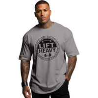Peppyzone Men's Gym Workout Printed Oversized T Shirts For Men (2Xl, Grey3)