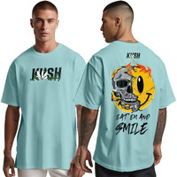 Peppyzone Men's Oversized Fit T-Shirt (Pz-Ost-Trendy44_Sky Blue