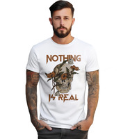 Peppyzone Men's Regular Fit T-Shirt (Pz-Skull458_White