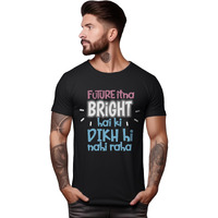 Peppyzone Men's Hindi Quotes Design Printed T Shirts For Men, Typography Quotes Tshirt For Men (S, Black2)