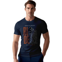 Peppyzone Men's 100% Cotton Printed Bike Riding Tshirt For Men (Xl, Navy Blue3)