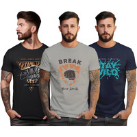 Peppyzone S To 5Xl Stylish Printed Cotton Round Neck Tshirt For Men - 100% Cotton, Half Sleeve, Combo Pack Of 3 T Shirts For Men (In, Alpha, 2Xl, Regular, Combo43)