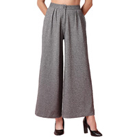 Oomph! Matty Wide Leg Pants|Flared Korean Style Formal Pants|Baggy And Loose Trouser For Girls And Women|Stylish Korean Trousers For Women