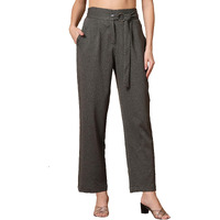 Women's Wide Leg Pants | Solid Green Stretchable Polyester Trousers | Stylish Korean Clothing | Flared, Straight Fit, Baggy, And Loose Jeggings For Girls And Women