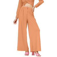 Women's Val Wide Leg Women Trouser | Pants For Womans | Korean Pant For Woman | Formal Pant For Woman | Flared, Baggy, And Loose For Girls Apricot Orange
