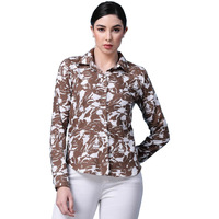 Oomph! Shirts For Women, Floral Printed, Brown