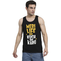 Peppyzone 100% Cotton Hindi Funny Slogan Printed Vests For Men-Sando Tank Top For Beach, Gym, Sports (4Xl, Black3)