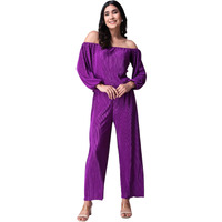 Popwings Casual Wrinkle Full Sleeves Off-Shoulder Top And Palazzo Co-Ord Set For Women || Co-Ords Set For Women Stylish Western || Top And Palazzos Set For Women|| 2 Piece Set For Women