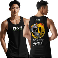 Peppyzone Funky Skull Printed Cotton Tank Top Vest For Men (Xl, Black)