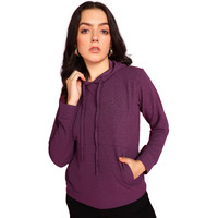 Popwings Casual Solid Hooded Pocket Sweatshirt For Women || Women Sweatshirts Casual Wear ||Latest Stylish Western Winter Wear Sweatshirts For Women Purple
