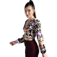 Popwings Women Casual Multicolor Full Sleeves Satin Crop Top Tops For Women | Stylish Tops For Women | Trendy Tops Women