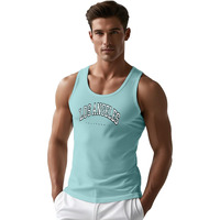 Peppyzone Trendy Printed Cotton Tank Top Vest For Men (2Xl, Sky Blue5)