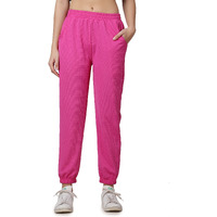 Popwings Casual Solid Joggers For Women || Loose Fit Joggers For Summer Wear Pink