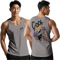 Peppyzone Cool Graphic Printed Cotton Tank Top Vest For Men (4Xl, Grey)