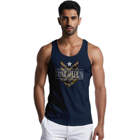 Peppyzone Army Printed 100% Cotton Tank Top Vest For Men (Xl, Navy Blue3)