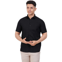 Prakasam Cotton Black Half Sleeve Shirt For Men's/Regular Fit Cotton Black Half Sleeve Shirt For Men's