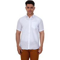 Prakasam Cotton Regular Fit Shirt For Men (Pc-Rs-Rrlinan-01-H-42_White Half Sleeve
