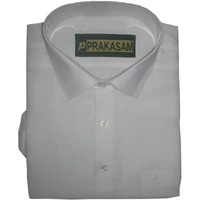Prakasam Cotton Mens 100% Pure Linen Fine Quality Slim Fit Half Sleeve Shirt (Size-38) White