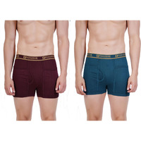 Prakasam Cotton -Marlow Mens 100% Pure Combed Cotton Outer Elastic Pocket Trunks (Pack Of 2)