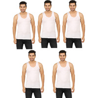 Prakasam Cotton ( Jpr Men's Cotton Sleeveless Vest, White, Pack Of 5, Round Neck, Undershirt/White Vest For Mens (M-85Cm Pack Of-5-White)