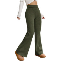 Preneum Women's Striped Wide-Leg Korean-Inspired Comfortable & Stylish Casual And Formal Trouser Pant, Olive, Xl