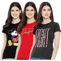 Preneum Women's Regular Fit T-Shirt (Sup-13-01-05 Red & Black Xxl)