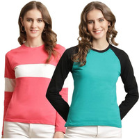 Preneum Women's Solid Regular T-Shirt (Full-102-106_Sky Blue Xl)