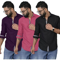 Pinkmint Combo Shirt For Men Cotton Spraed Collar Long Sleeve Formal Shirt (Pack Of 2)