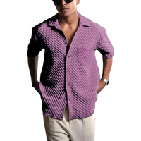 Pinkmint Bubble Textured Shirt For Men Ll Half Sleeve Stylish Button Down Shirt's Ll Men's Pocket Shirt (Pack Of 1) Purple