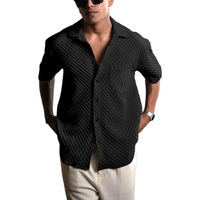 Pinkmint Bubble Textured Shirt For Men Ll Half Sleeve Stylish Button Down Shirt's Ll Men's Pocket Shirt (Pack Of 1) Black