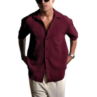 Pinkmint Bubble Textured Shirt For Men Ll Half Sleeve Stylish Button Down Shirt's Ll Men's Pocket Shirt (Pack Of 1) Maroon