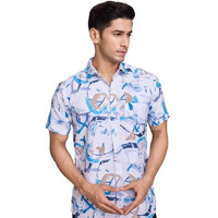 Pinkmint Stylish Shirt For Men Ll Printed Half Sleeve Shirt's Ll Regular Fit Chest Pocket Shirt Blue