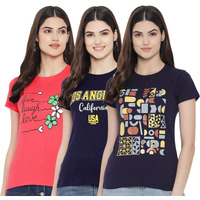 Preneum Women's Regular Fit T-Shirt (Sup-17-20-15_Pink Navy Blue Xxl)