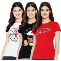 Preneum Women's Regular Fit T-Shirt (Sup-24-13-01_White & Black & Red Xl)