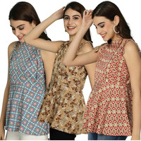 Pinkmint Women Combo Tunic Top For Women Ll Fancy Crape Girls Top's Ll Regular Fit Casual Top (Pack Of 3)