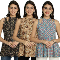 Pinkmint Halter Neck With Tie Back Short Combo Tops For Women Ll Fancy Regular Fir Tops Ll Casual Wear (Pack Of 3)