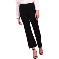 Popwings Self-Designed Solid Formal Trouser For Women | Office Wear Trouser For Women | Casual Stylish Trouser For Women | Straight Fit Trouser For Women Black