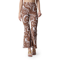 Popwings Casual Marble Print Bell Bottom Trousers For Women | Flare Fit Women Trousers For Summer | Stylish Western Regular Fit Casual Trousers For Women | Printed Women Trousers For Summer