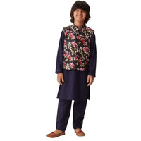 Pspeaches Boys Floral Embroidered Regular Sequinned Kurta With Pyjamas (14-15Years)