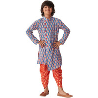Pspeaches Boys Floral Printed Regular Kurta With Dhoti Pants (15-16Years)