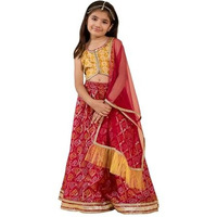 Pspeaches Girl's Silk Lehenga Choli Set (L25013125-14- Mustard & Magenta_14-15Y)