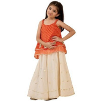 Pspeaches Girl's Silk Blend Top & Palazzo Set (Iw25006004-7-8Y_Red & White