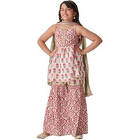 Pspeaches Girl's Cotton Sharara Set (Sha-Jaalbooti-7-8Y_Magenta