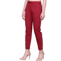 Popwings Women's Relaxed Fit Trousers (Popt01697_Maroon_Medium)