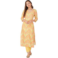 Rytras Women's Foil Printed Straight Kurta(Ryt557,Orange,L)