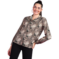 Popwings Printed Full-Sleeves Regular-Fit Polyester Printed Shirt For Women Stylish Western Casual Wear