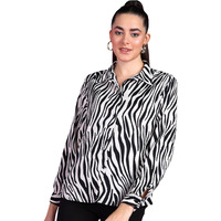 Popwings Printed Full-Sleeves Regular-Fit Polyester Printed Shirt For Women Stylish Western Casual Wear