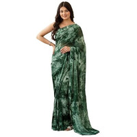 Satrani Women's Georgette Printed Ready To Wear One Minute Pre Pleated Saree With Unstitched Blouse Piece (50Rs149N_Green4)