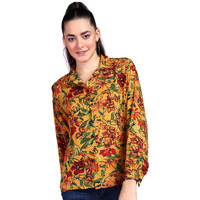 Popwings Printed Full-Sleeves Regular-Fit Polyester Printed Shirt For Women Stylish Western Casual Wear